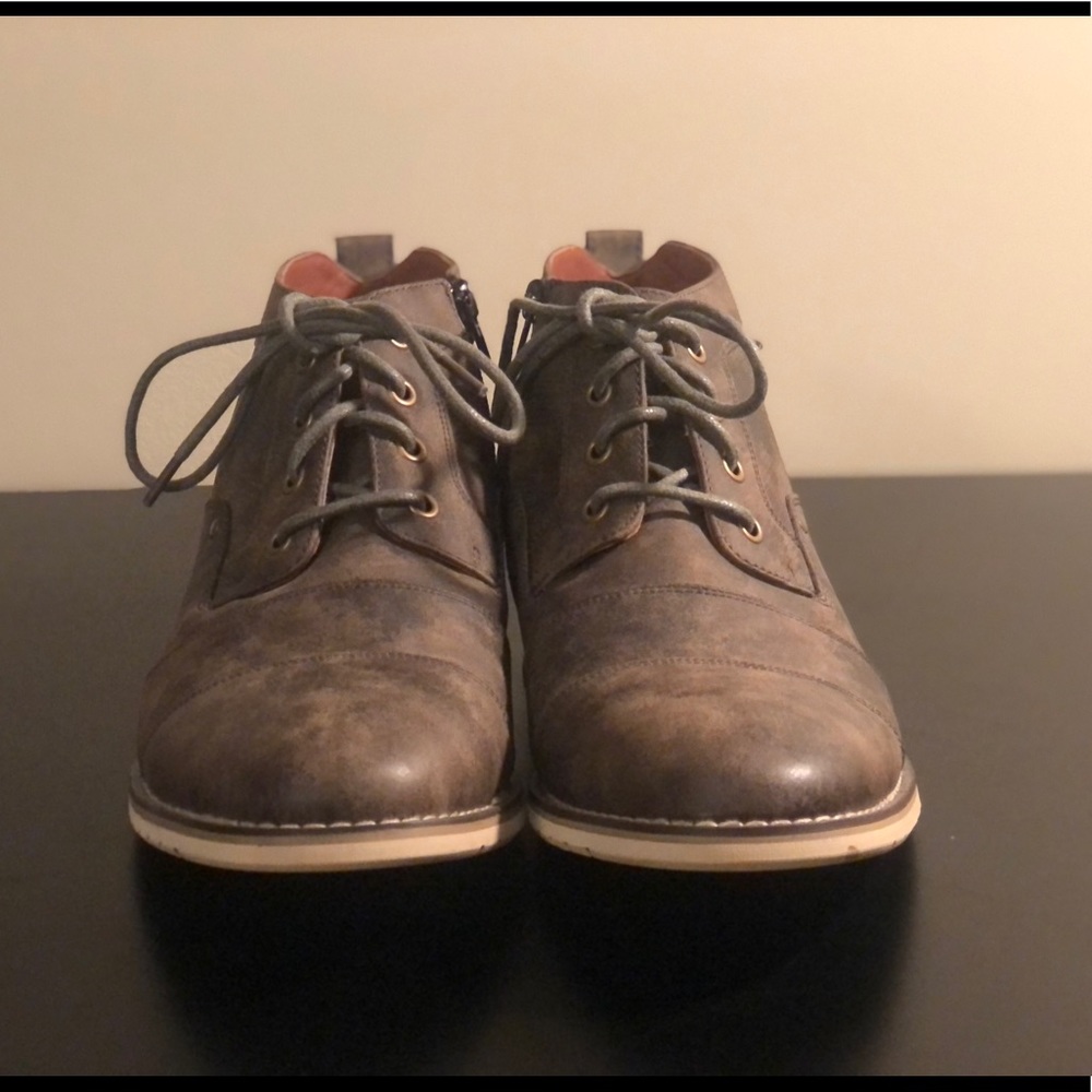 Ferro Aldo Blaine Mens Casual Brague Mid-Top Lace-Up and Zipper Boots, Brown